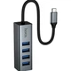 USB-хаб Hoco HB1C 4 в 1 Type-C на 4 порти USB 3.0 сірий алюмінієвий сплав швидкість до 5 Гбіт/с - зображення 2