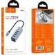 USB-хаб Hoco HB1C 4 в 1 Type-C на 4 порти USB 3.0 сірий алюмінієвий сплав швидкість до 5 Гбіт/с - зображення 3