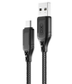 Кабель USB Micro 2.4A 1м чорний нейлоновий для заряджання та синхронізації XO NB235 Zebra - зображення 4