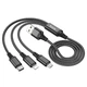 Кабель USB Hoco X76 3 в 1 Micro USB Type C Lightning 1м 2А чорний для заряджання смартфонів та планшетів - зображення 4