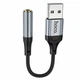 Перехідник Hoco LS36 USB to AUX 3.5mm female 12см чорний з підтримкою мікрофона та управління - зображення 1