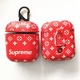 Футляр для навушників Airpods 1 2 пластиковий силіконовий червоний Supreme Red з карабіном - зображення 4