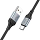 Кабель USB Type-C 3A 1м чорний нейлонова обплетення Hoco X102 для заряджання та синхронізації - зображення 4