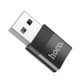 Перехідник USB Male to Type-C Female 60W 3A 5V 0.02кг ABS пластик Hoco UA17 Чорний - зображення 6