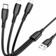 Кабель USB Borofone BX71 3 в 1 2А 0.8м Micro USB Type-C Lightning чорний - зображення 1