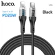 Кабель USB Type-C to Lightning 20W 1.2м чорний Hoco U115 Transparent для швидкого заряджання Apple пристроїв - зображення 6
