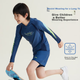 Купальный костюм для мальчика Li Ning 8031 раздельный с рукавами с УФ-защитой, синий, размер 160 - изображение 3