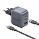 Зарядний пристрій VENTION 2xUSB-C PD70W + 1xUSB QC3.0 22.5W GaN + cable USB-C to USB-C 1.0m black gray (TZ-FEXH0-EU) - зображення 8