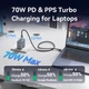 Зарядний пристрій VENTION 2xUSB-C PD70W + 1xUSB QC3.0 22.5W GaN + cable USB-C to USB-C 1.0m black gray (TZ-FEXH0-EU) - зображення 12