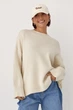 Вязаный однотонный джемпер свободного фасона Lurex Молочный One Size (25880) - изображение 1