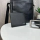 Набор сумка мужская через плечо кожаная черная + ремень кожаный + кошелек - изображение 6