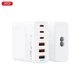 Мережевий зарядний пристрій XO L133 75W GaN, 6 портів (3×USB-C + 3×USB-A), Power Delivery + QC, швидка зарядка, адаптер живлення, білий - зображення 3
