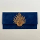 Конверт оксамитовий під гроші розмір 16,6 х 8 см з печаткою та декором на магнітній застібці синього кольору - изображение 1