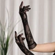 Перчатки в сетку с цветочным узором 30 см Черные Podarkus BK1157-BL - изображение 1