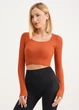 Топ вкорочений з довгим рукавом Giulia CROP TOP RIB one size Orange-burnt sienna - изображение 4