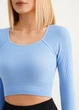Укороченный топ с длинным рукавом Giulia CROP TOP RIB one size Blue-lacecap hydrangea, бесшовный, в рубчик, эластичный, для спорта и повседневной носки - изображение 6