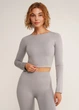 Топ женский укороченный с длинным рукавом Giulia CROP TOP L/XL Grey-griffin, стильный кроп-топ - изображение 6