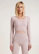 Топ вкорочений з довгим рукавом Giulia CROP TOP RIB one size Pink-burnished lilac - изображение 1