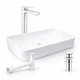 Комплект для ванной Qtap Tern 610x350 мм White с накладной раковиной, высоким смесителем Arvin Chrome, донным клапаном PU02 и сифоном (47304/48639) - изображение 1