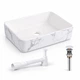Раковина накладная Qtap Tern Marble 480x370x135 мм с донным клапаном и сифоном (48179) - изображение 1