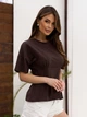 Приталенная однотонная футболка из хлопкового кулира ISSA PLUS 15692 XXL темно-коричневая (issa2007682826698) - изображение 2