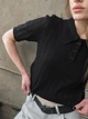 Стильне жіноче в'язане поло black чорний One size - зображення 4