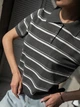 Женское стильное вязанное поло grey оверсайз серый - изображение 2