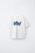 Футболка Zara для хлопчика 13-14 зріст 164 біла з неоновим принтом 1716/608/250 - изображение 1