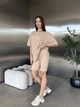 Костюм повседневный женский велосипедки+футболка бежевого цвета 38014 46/48 - изображение 1