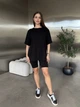 Жіночий прогулянковий костюм (футболка+велосипедки) Uaclothes 42 Чорний (like38013-184451349) - изображение 1