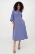Лляна міді сукня для великих фігур зі складками однотонна Індіра (Plus size). Блакитний, р.48, код 0456/48/78 - изображение 4