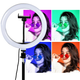 Светодиодная кольцевая лампа MJ38 RGB цветная 38см с пультом ДУ и креплением смартфона - изображение 3