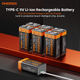 Аккумуляторная батарея Phomax 9В 4400 мВт/ч модель 6F22 USB-C (2 шт.) Черный HDSYR_499 - изображение 3