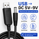 Кабель питания для роутера с преобразователем с 5 в на 9 В от павербанка USB-DC шнур для интернета вай фай роутера с USB в роутер с 5V - 9V 9 Вольт DC 5.5x2.1mm (1051-2a) адаптер переходник для роутера - изображение 1
