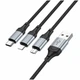 Кабель USB 3 в 1 Lightning Micro-USB Type-C 1м 2,4А HOCO X102 черный для зарядки и передачи данных - изображение 1