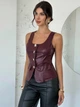 Топ из эко кожи Shein sz25061978128430693 S бордовый (100010019) - изображение 5