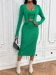 Костюм (топ, кардиган, юбка) Shein sz2308302400444698 L зеленый (100009775) - изображение 4