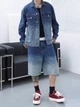 Джинсовий костюм (шорти, сорочка) Shein sm2404309979450573 2XL синій (100010109) - зображення 1