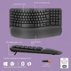 Бездротова ергономічна клавіатура Logitech Wave Keys з підставкою під зап’ястя, Bluetooth/USB, QWERTZ, графіт - зображення 3