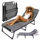 Шезлонг Trizand 27633 2в1 туристическая кровать и шезлонг 190×68×30 см до 120 кг серый - изображение 1