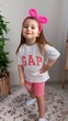 Костюм летний на девочку Gap 116-122 см белый с розовым - изображение 1