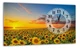Картина на холсте MAKO Sunflower Field Sunset с часами 30×53 см бесшумный плавный ход кварцевый механизм 3053-066 - изображение 1