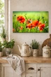 Картина на холсте MAKO Poppies Field Green с часами 30×53 см бесшумный плавный ход кварцевый механизм 3053-054 - изображение 2