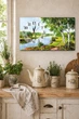 Картина на холсте MAKO Landscape River Green с часами 30×53 см бесшумный плавный ход кварцевый механизм 3053-006 - изображение 2