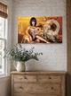 Картина на холсте MAKO Cleopatra Leopard Gold с часами 30×53 см бесшумный плавный ход кварцевый механизм 3053-019 - изображение 3
