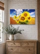 Картина на холсте MAKO Sunflowers Field Sky с часами 30×53 см бесшумный плавный ход кварцевый механизм 3053-064 - изображение 3