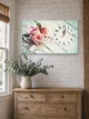 Картина на холсте MAKO Roses Vintage Pink с часами 30×53 см бесшумный плавный ход кварцевый механизм 3053-036 - изображение 3