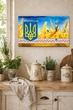 Картина на холсте MAKO Ukraine Wheat Tryzub с часами 30×53 см бесшумный плавный ход кварцевый механизм 3053-071 - изображение 2