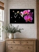 Картина на холсте MAKO Orchid Pink Black с часами 30×53 см бесшумный плавный ход кварцевый механизм 3053-047 - изображение 3