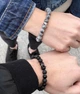 Парные мужские женские браслеты из камней для двоих, черный, серый с короной - изображение 3